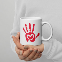 Red Hand Music and the Message - White glossy mug