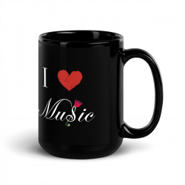 I Love Music - Black Glossy Mug